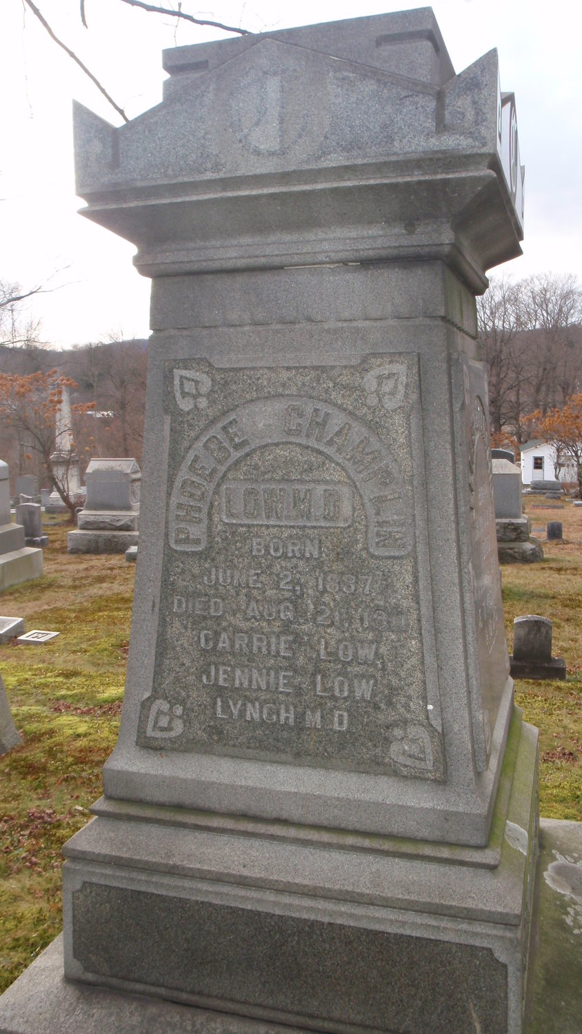 Dr. Phoebe Low’s gravestone/photo contributed by John Conway.